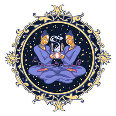 Astrological symbol on white background - Gemini - 551388225