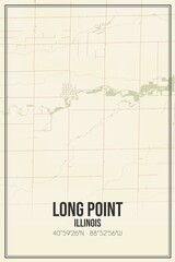 Retro US city map of Long Point, Illinois. Vintage street map.