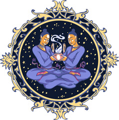 Astrological symbol on white background - Gemini - 551388241
