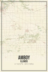 Retro US city map of Amboy, Illinois. Vintage street map.