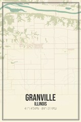 Retro US city map of Granville, Illinois. Vintage street map.