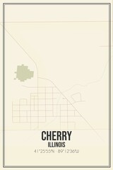 Retro US city map of Cherry, Illinois. Vintage street map.