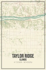 Retro US city map of Taylor Ridge, Illinois. Vintage street map.