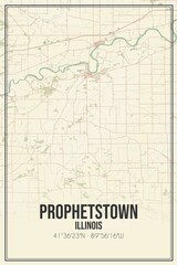 Retro US city map of Prophetstown, Illinois. Vintage street map.
