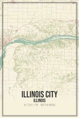Retro US city map of Illinois City, Illinois. Vintage street map.