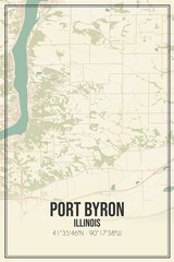 Retro US city map of Port Byron, Illinois. Vintage street map.