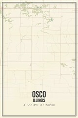 Retro US city map of Osco, Illinois. Vintage street map.