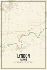 Retro US city map of Lyndon, Illinois. Vintage street map.