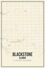 Retro US city map of Blackstone, Illinois. Vintage street map.