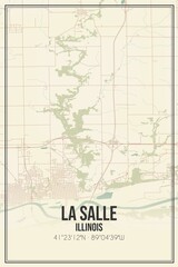 Retro US city map of La Salle, Illinois. Vintage street map.