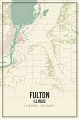 Obraz premium Retro US city map of Fulton, Illinois. Vintage street map.