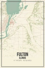 Retro US city map of Fulton, Illinois. Vintage street map.