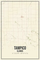 Retro US city map of Tampico, Illinois. Vintage street map.