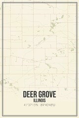 Retro US city map of Deer Grove, Illinois. Vintage street map.