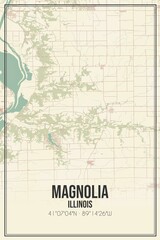 Retro US city map of Magnolia, Illinois. Vintage street map.