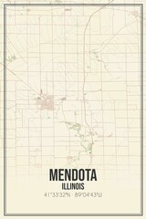 Retro US city map of Mendota, Illinois. Vintage street map.