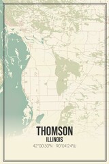 Retro US city map of Thomson, Illinois. Vintage street map.
