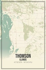 Fototapeta premium Retro US city map of Thomson, Illinois. Vintage street map.