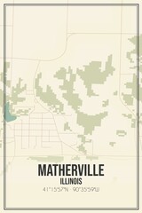 Retro US city map of Matherville, Illinois. Vintage street map.