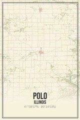 Retro US city map of Polo, Illinois. Vintage street map.