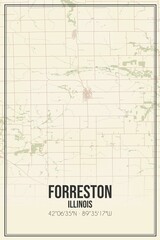 Retro US city map of Forreston, Illinois. Vintage street map.