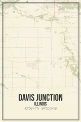 Retro US city map of Davis Junction, Illinois. Vintage street map.
