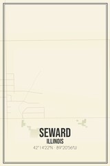 Retro US city map of Seward, Illinois. Vintage street map.