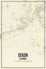 Retro US city map of Dixon, Illinois. Vintage street map.
