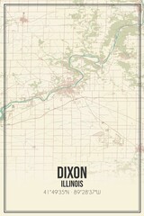 Retro US city map of Dixon, Illinois. Vintage street map.