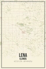 Retro US city map of Lena, Illinois. Vintage street map.