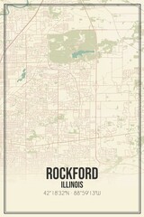 Retro US city map of Rockford, Illinois. Vintage street map.