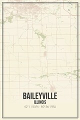 Retro US city map of Baileyville, Illinois. Vintage street map.