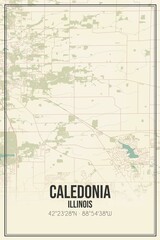 Fototapeta premium Retro US city map of Caledonia, Illinois. Vintage street map.