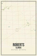 Retro US city map of Roberts, Illinois. Vintage street map.