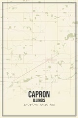 Retro US city map of Capron, Illinois. Vintage street map.