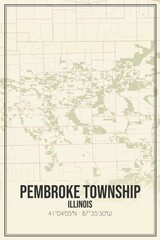 Retro US city map of Pembroke Township, Illinois. Vintage street map.