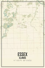 Retro US city map of Essex, Illinois. Vintage street map.