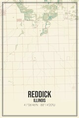 Retro US city map of Reddick, Illinois. Vintage street map.