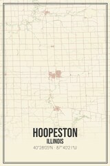 Retro US city map of Hoopeston, Illinois. Vintage street map.