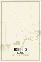 Retro US city map of Iroquois, Illinois. Vintage street map.