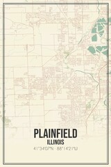 Fototapeta na wymiar Retro US city map of Plainfield, Illinois. Vintage street map.