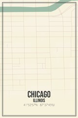 Retro US city map of Chicago, Illinois. Vintage street map.