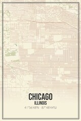 Obraz premium Retro US city map of Chicago, Illinois. Vintage street map.