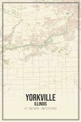 Retro US city map of Yorkville, Illinois. Vintage street map.