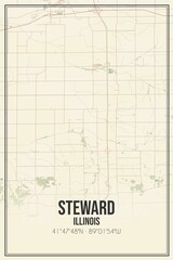 Retro US city map of Steward, Illinois. Vintage street map.
