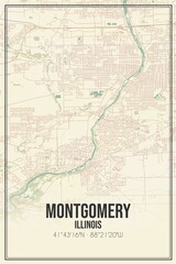 Obraz premium Retro US city map of Montgomery, Illinois. Vintage street map.