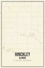 Retro US city map of Hinckley, Illinois. Vintage street map.