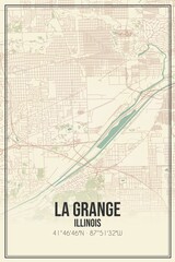 Retro US city map of La Grange, Illinois. Vintage street map.