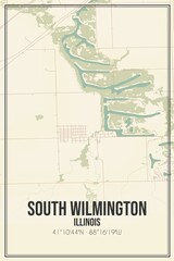 Retro US city map of South Wilmington, Illinois. Vintage street map.