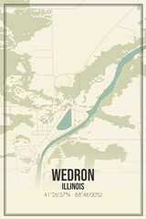 Retro US city map of Wedron, Illinois. Vintage street map.